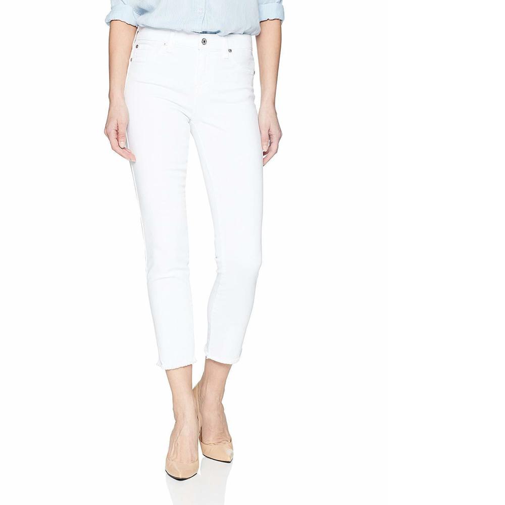 7 For All Mankind | Roxanne Raw Hem Ankle Jeans | White